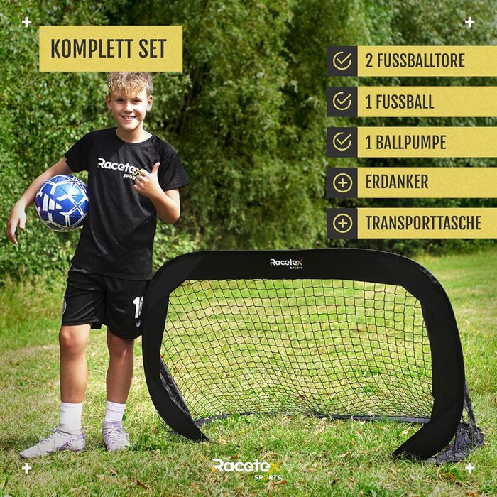 Дитячі футбольні ворота для саду комплект з 2 шт. з армованими склопластиковими стійками дитячі футбольні ворота, включаючи м&39яч, насос, анкер для землі та сумку для перенесення чорні дитячі футбольні ворота