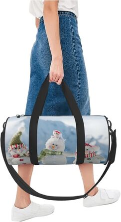 Спортивна сумка, дорожня сумка, зимовий принт Сніговик, сумка для ночівлі, чорна, універсальний розмір, сумка для подорожей