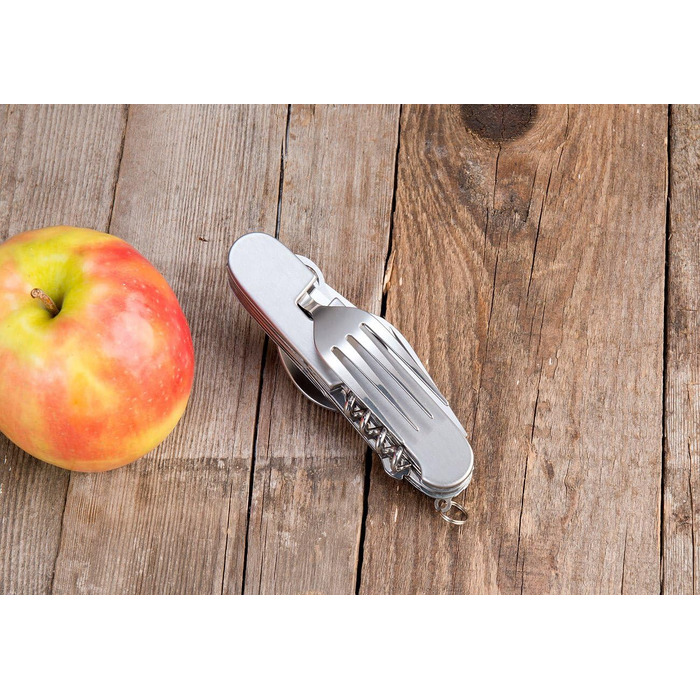 Міні-кишеньковий ніж Semptec Urban Survival Technology набір із 2 предметів, 14 складних столових приборів та кишенькового ножа з нержавіючої сталі (багатофункціональний, з виделками, роздільний, кишеньковий)