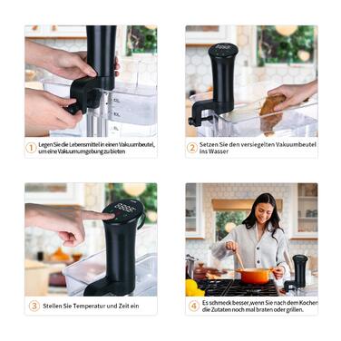 Плита су-від, точний циркуляційний насос для занурення в каструлю, 3D-потужна тиха циркуляція води, з низьким вмістом олії та низьким вмістом жиру, здорове харчування чорне (БАГАТОРАЗОВЕ)