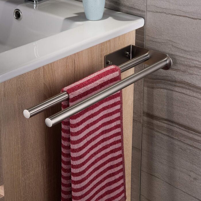 Рушникосушка Ruicer Дворучний рушникосушка з нержавіючої сталі Подвійний рушникосушка 40 см Настінне кріплення 40 см Срібло