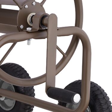 Садовий візок для шланга Relaxdays, до 60 м шланга, 4 пневматичні колеса, швидке з'єднання, металева бочка для шланга, коричневий