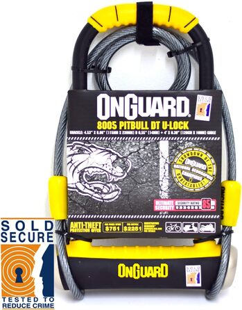 Велосипедний замок і трос OnGuard Pitbull DT 8005 (продається в кольорі Secure Gold)