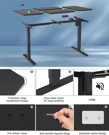 Регульований по висоті стіл з розеткою USB Стіл регульований по висоті електричний Стійка-сидіння Регульований комп'ютерний стіл С