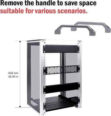 Дюймова серверна стійка, міні-стійка глибиною 200 мм з полицею та заглушкою, для NAS, AV та мережевого обладнання (сріблястий), 1, 8U 10-