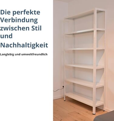 Підключаємий офісний стелаж SCHULTE Shelf World з 6 полицями PowerMAX, вантажопідйомність 65 кг, 200x100x30 см (ВxШxГ), білий, стелаж для зберігання, стелаж для майстерні, стелаж для підвалу, стелаж для гаража, металевий стелаж