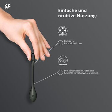 Кульки для сексу Satisfyer Yoni Power 2 Love Balls Набір із 3 силіконових кульок Кегеля для жінок 22-73 г та 2-3 см Для початківців та досвідчених Силікон медичного класу Секс-іграшка чорного кольору