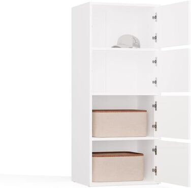 Комод CDF, шафа, висока шафа з 4 дверцятами та полицями - ІДЕАЛЬНО ДЛЯ ВІТАЛЬНІ - КОМПАКТНИЙ ТА СУЧАСНИЙ СТІЙКИЙ ТА УНІВЕРСАЛЬНИЙ Білий