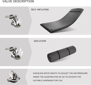 Килимок для кемпінгу - 7 см надувальний килимок з еластичної піни з ультратовстим еластичним пінопластом та подушкою, швидке надування за 25 секунд, сірий