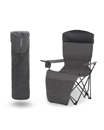 Кемпінгове крісло qeedo Johnny Relax з функцією відкидання, вантажопідйомність до 105 кг, розкладне крісло з підставкою для ніг, тримачем для напоїв та відділенням для охолодження, зручне, регульоване рибальське крісло або крісло для фестивалю, темно-сіри