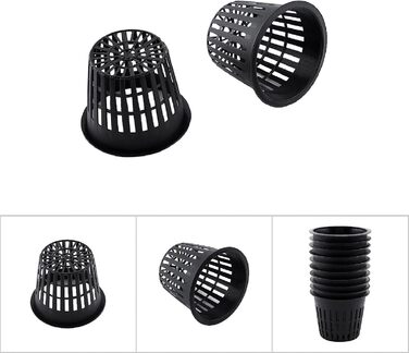 Кошик для рослин, 10 шт. Heavy Duty Mesh Pot Net Cup Basket Hydroponic Plant Grow for Hydroponics (чорний)