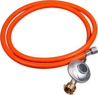 Газова кемпінгова плита з нержавіючої сталі потужністю 5,5 кВт, п&39єзоелектророзпалювання, датчик полум&39я, газовий шланг 150 см, регулятор тиску 50 мбар, емальована підставка для каструль (1 конфорка) Газова плита з 1 конфоркою