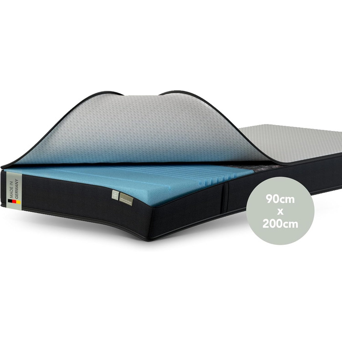 Двосторонній матрац 90x200 см із зоною підтримки хребта та кульшових суглобів - Зручний 7-зонний матрац з холодної піни - Ідеальне зняття тиску та пасивне розтягування м&39язів під час сну 90 x 200 см