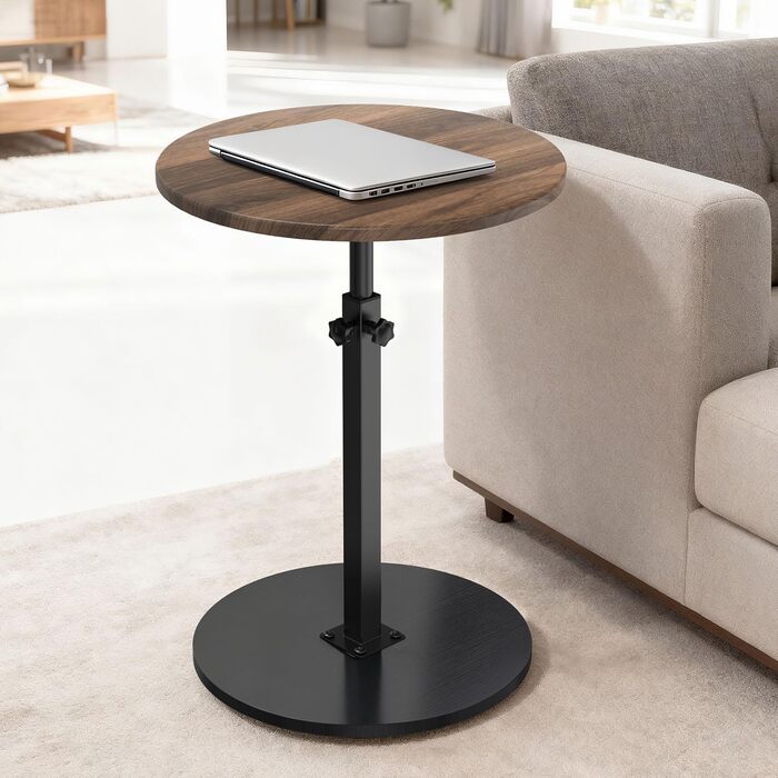 Дерев&39яний журнальний столик на колесах, регульована висота (45-77 см), Ø 40 см, журнальні столики для вітальні, дивани, дерев&39яний журнальний столик з візерунком горіх