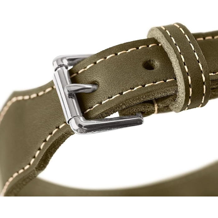 Ошийник для собак Hunter Aalborg ЕКСТРАШИРОКИЙ, колір коньяк, з м'якої шкіри напів-аніліну, з елегантним контрастним швом, виготовлено в Німеччині, розмір 35 коньяк 35