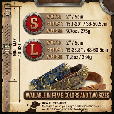 Міцний нашийник для собак з заклепками, для середніх та великих порід, розмір S, чорний ()