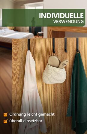 Дверні гачки 4smile - набір з 10 шт. , чорні - дверні гачки з нержавіючої сталі для підвішування, універсального використання, две