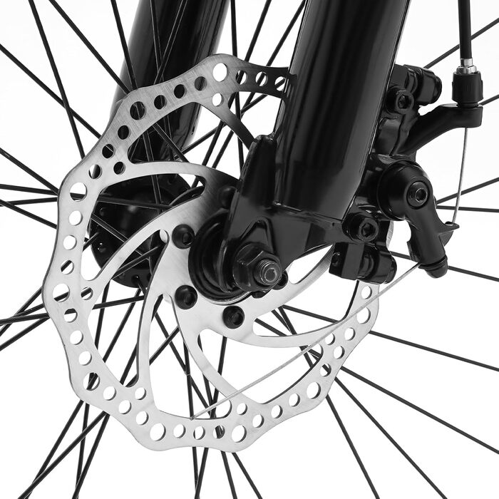 Дюймовий гірський велосипед з 21-швидкісною коробкою передач, підходить для хлопчиків та дівчаток, передні та задні дискові гальма, регульоване сидіння для гірських пригод та їзди містом, чорний, 26-