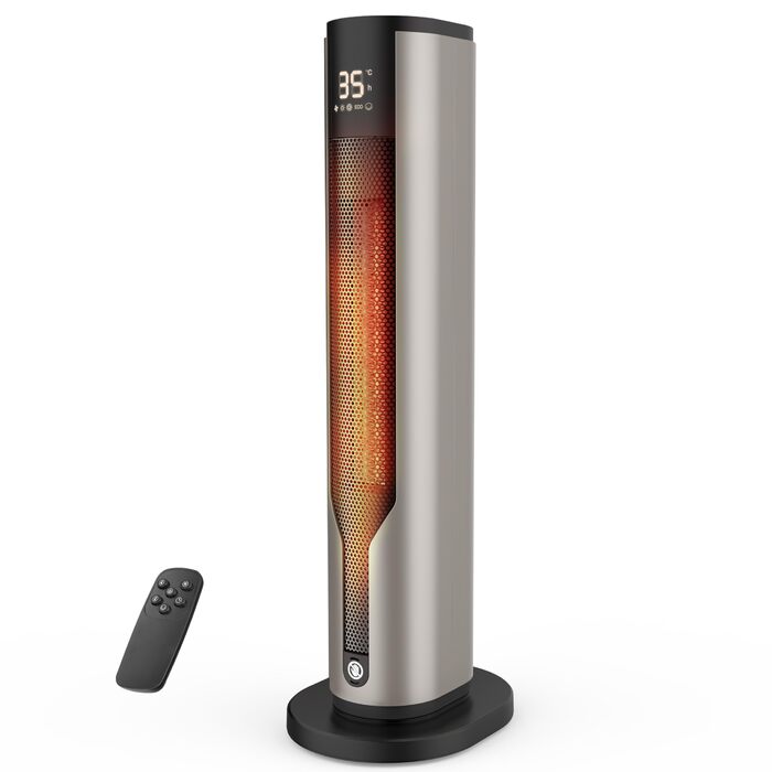 Енергозберігаючий вентилятор-обігрівач, низьке енергоспоживання 2000 Вт, тихий керамічний нагрівальний елемент 60 см, захист від перегріву та перекидання, коливання 70, 3 режими, 12-годинний таймер