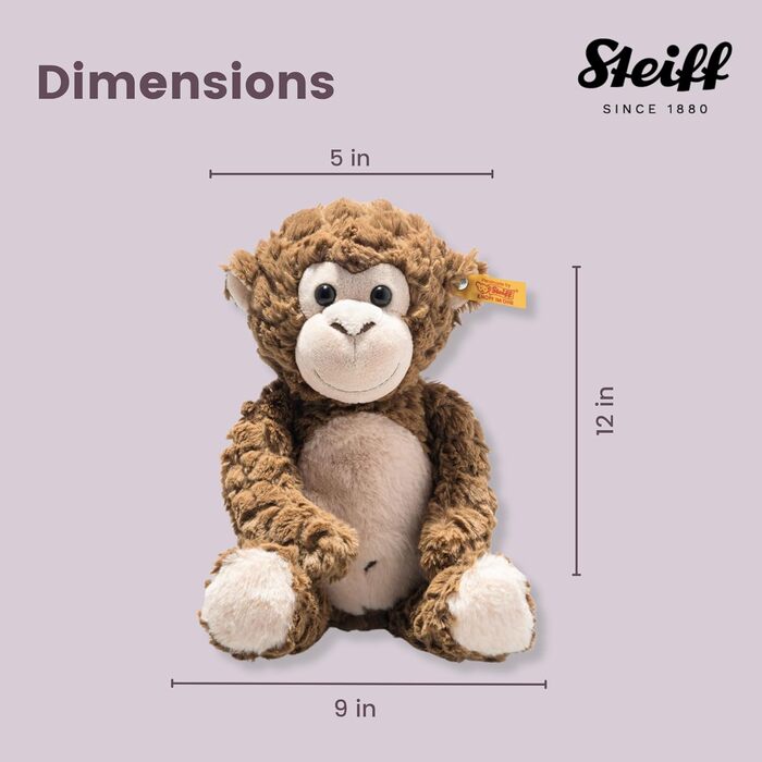 Бодо Мавпочка 30 см, м'яка плюшева мавпа, серія Soft Cuddly Friends, іграшка для дітей з надзвичайно м'якого плюшу, м'яка та машинне прання, коричневий, 30 см