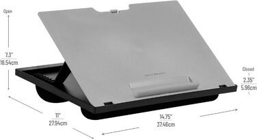 Підставка для ноутбука Комфорт - складана, з подушкою, портативна, для ліжка, гуртожитку, пластик, 37,5 x 27,9 x 18,5 см, сіра