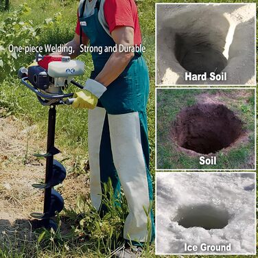 Садовий бурильник для стовпів, 4 фути, ручний, з гострими міцними лопатями, 31,5 дюйми для швидкої посадки цибулин, розсади та встановлення стовпів (діаметр 10 см)