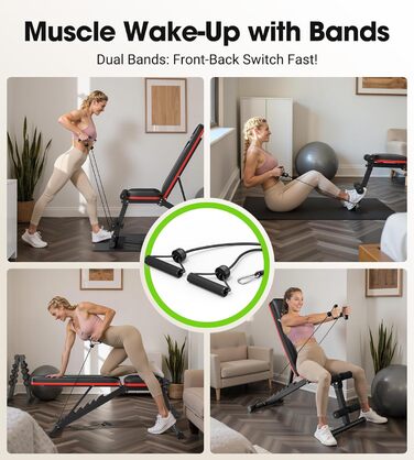 Багатофункціональна силова лава FLYBIRD, регульована спинка у 8 положеннях/регульована підставка для ніг у 3 положеннях, вантажопідйомність 300318 кг, складна тренувальна лава з нахилом 90 для домашнього спортзалу, чорно-червона