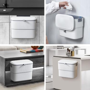 Сміттєвий бак для кухні ELPHECO - підвісний сміттєвий бак на 1,8 галона з кришкою, настінний сміттєвий бак на 7 літрів для дверей