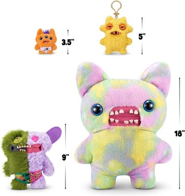 Мяка іграшка Fuggler Misfit Monsters 23 см, Серія 1 від ZURU (Граф Андеру Макгу та Грін Грін - зелений та ліловий з довгим кучерявим хутром)