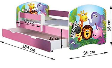 Дитяче ліжко Молодіжне ліжко з однією шухлядою та матрацом Захист від випадіння Рожевий 70 x 140 80 x 160 80 x 180 ACMA II (07 Рож