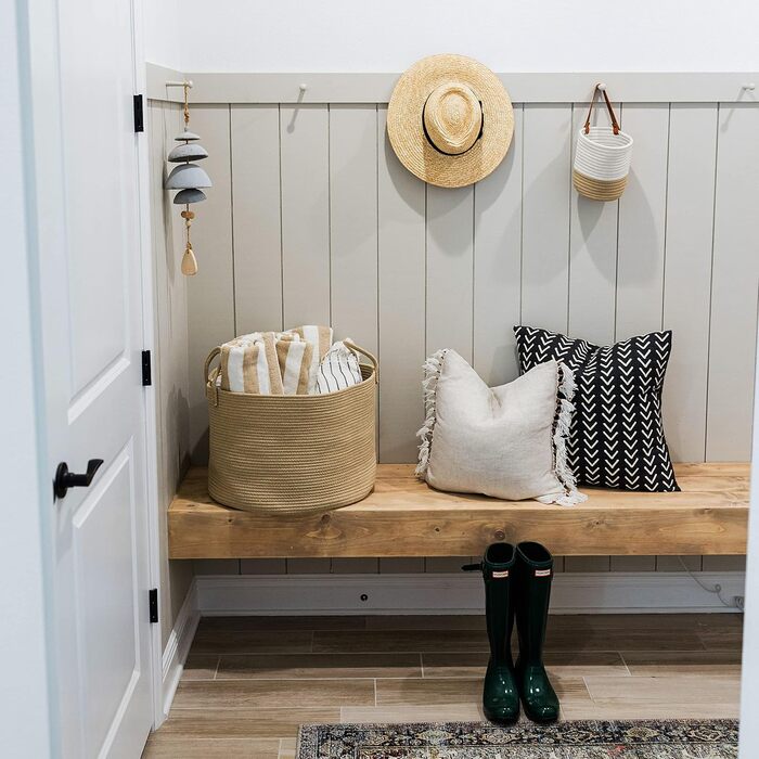 Кошик для зберігання OrganiHaus, кошик для іграшок, тканий бавовняний кошик для білизни з ручками, кошик для рушників для ванної к