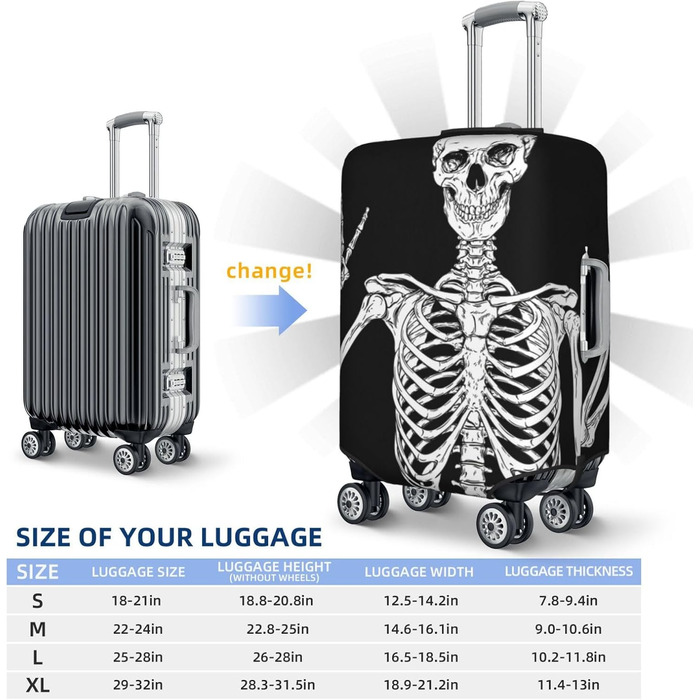 Чохол для валізи Totenkopf, міцний захист для багажу розміром 45.7-81.3 см, XL, чорний