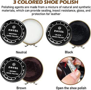 Набір для чищення взуття Vegena, набір для догляду за взуттям із 12 предметів для подорожей - із щітками для взуття, кремом для взуття, серветкою для полірування, ріжком для взуття, губкою, набором для догляду за взуттям та кремом для шкіряного взуття