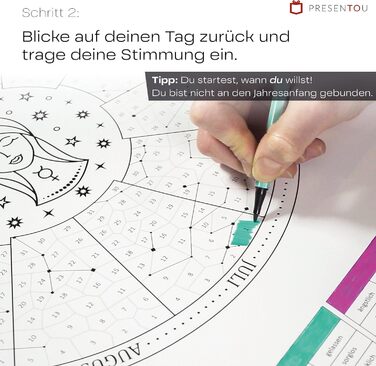 Мій рік у русі від Presentou Створіть свій рік як персоналізовану картину Включає психологічний аналіз Щоденний календар настрою Духовний мотив (Дерево життя A3 (29,7 x 42 см)) Дерево життя A3 (29,7 x 42 см)