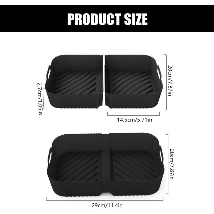 Аксесуари для фритюрниці ZOYDP для Ninja AF500EU, аерофритюрниця з силіконовою формою 10.4 л 2x5.2 л для Ninja AF500EU, 3 шт. и силіконових форм Аксесуари для Ninja AF500EU Foodi Flexdrawer (чорний)