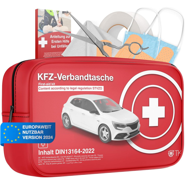 Автомобільна аптечка з дихальними шторками - Аптечка для автомобілів згідно з чинним стандартом 2024 та 2025 - DIN131642022 - Апте