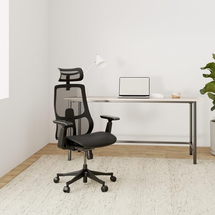 Ергономічне офісне крісло M5, переможець тесту, регульована по висоті спинка та регульована глибина сидіння, сітчасте сидіння, письмове крісло для здорової спини, також підходить для високих людей, крісло керівника з сітчастим сидінням M5 (чорне)