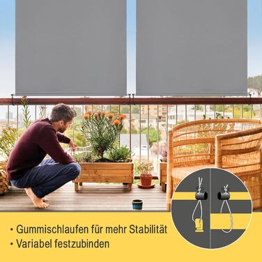 Вертикальний тент Sol Royal 180x250 см, тент MS5 міцний балконний щит для приватності, знімний ручний механізм, водовідштовхувальний сонцезахисний козирок для тераси, балкона, саду, всепогодний вертикальний тент, сірий 180x250 см