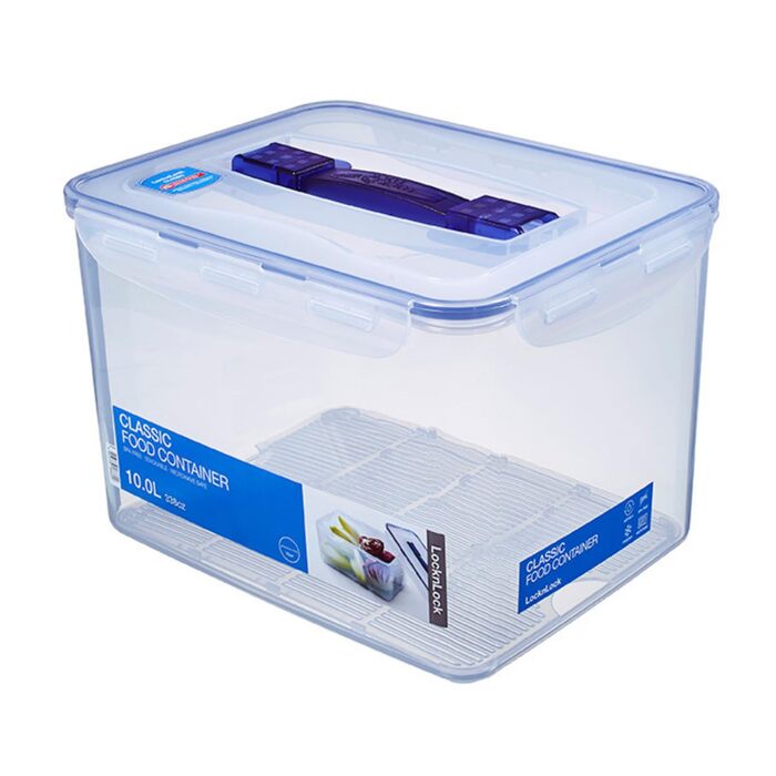 Герметичний контейнер Lock&Lock Classic з ручками та зливним отвором, 10 л 29,5 x 23 x 20,3 см 100 герметичний та водонепроникний контейнер для зберігання продуктів з кришкою Морозостійкий контейнер 10 л зливна решітка