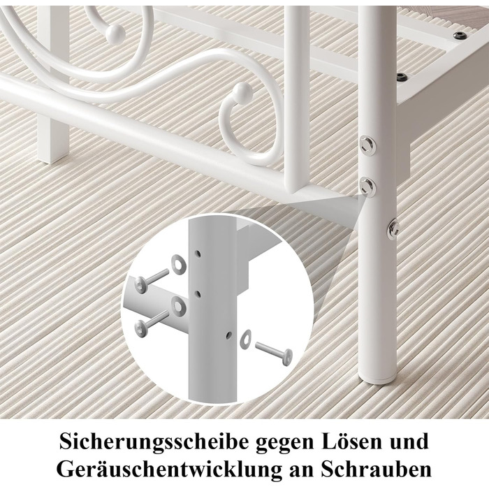 Ліжко 140x200 з узголів&39ям та узніжжям у формі метеликів/основа матраца/місце для зберігання речей під ліжком/рейковий каркас не потрібен/легке складання/тиха робота/білий 140 x 200 см