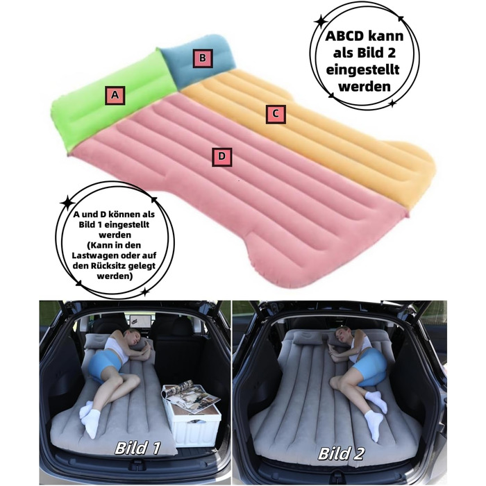 Автомобільний матрац, надувний матрац, підходить для Tesla Model Y, позашляховик, багажник, заднє сидіння, надувний матрац, кемпінговий автомобільний надувний матрац з насосом, складний автомобільний матрац для поїздок на природу (сірий)