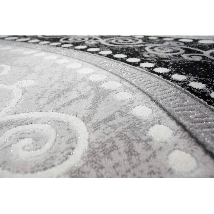 Килим сучасні орнаменти з блискітками сірий чорний крем розмір 200x280 см