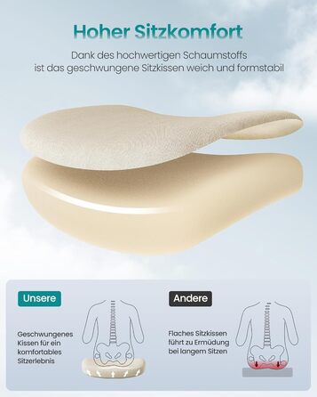 Офісний стілець SONGMICS, стілець для роботи, ергономічна спинка, регульована висота, складні підлокітники, обертовий стілець з підголівником, вантажопідйомність до 150 кг, колір капучино бежевий OBN088K01