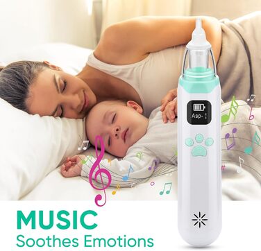 Електричний дитячий назальний аспіратор, дитячий назальний аспіратор з 3 силіконовими насадками та 3 рівнями всмоктування, акумуля