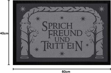 Килимок для дверей MoonWorks з написом &quotSpeak Friend and Step In&quot Пароль Цитата з фільму Фентезі Нековзний та миється Чорний 60x40 см Speak Friend Black