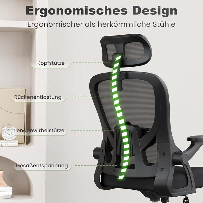 Ергономічне офісне крісло rattantree, сітка, чорний
