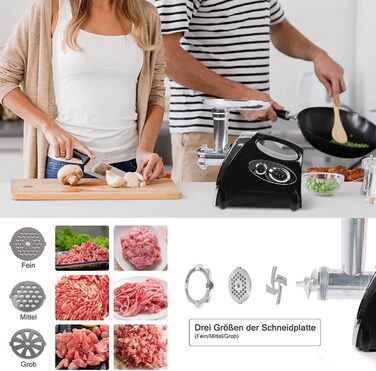 М'ясорубка для ковбас - 2800 Вт Електрична ковбасна машина з металевою шестернею Високоефективна м'ясорубка з нержавіючої сталі з