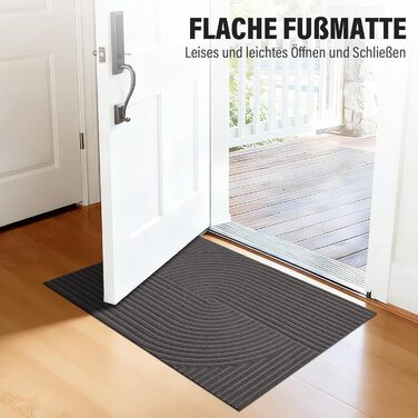 Килимок для вловлювання бруду FEOMOS для приміщень/зовнішнього використання 50x80 см, нековзний абсорбуючий килимок для дверей, який можна прати та міцний, для вхідних дверей, коридору, балкону, кухні - сірий