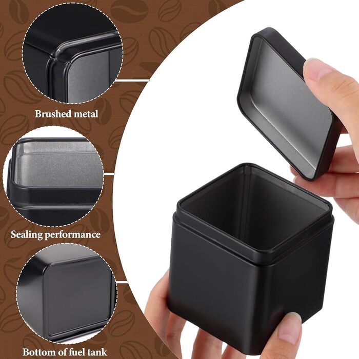 Класична квадратна чайна бляшанка, 12 металевих чайних бляшанок, контейнери для зберігання чаю, ароматичні, включає 20 етикеток для розсипного чаю, чайних пакетиків, кавових зерен, зберігання, 7 x 7 x 8,5 см