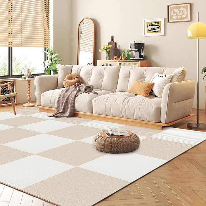 Килимових плиток, 30x30 см, самоклеюче голковолокнисте покриття для підлоги, самоклеюча антистатична стрічка, нековзний латекс, тихий, килим у квадратну смужку для офісного та комерційного використання (бежевий), 10